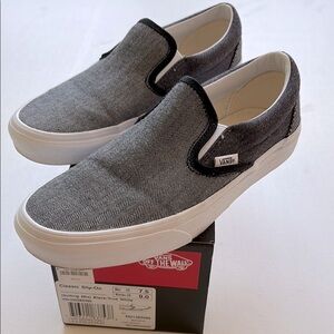 Vans for J.Crew Classic Slip-On Sneakers in Suiting Mix- Black-White- Size 9